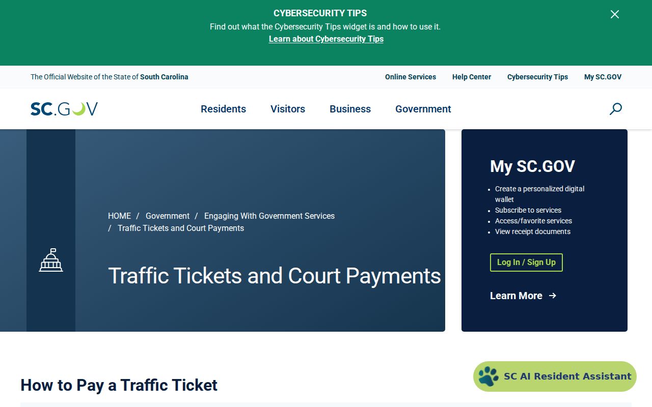 Dorchester County traffic warrant payment route for a county or municipal ticket