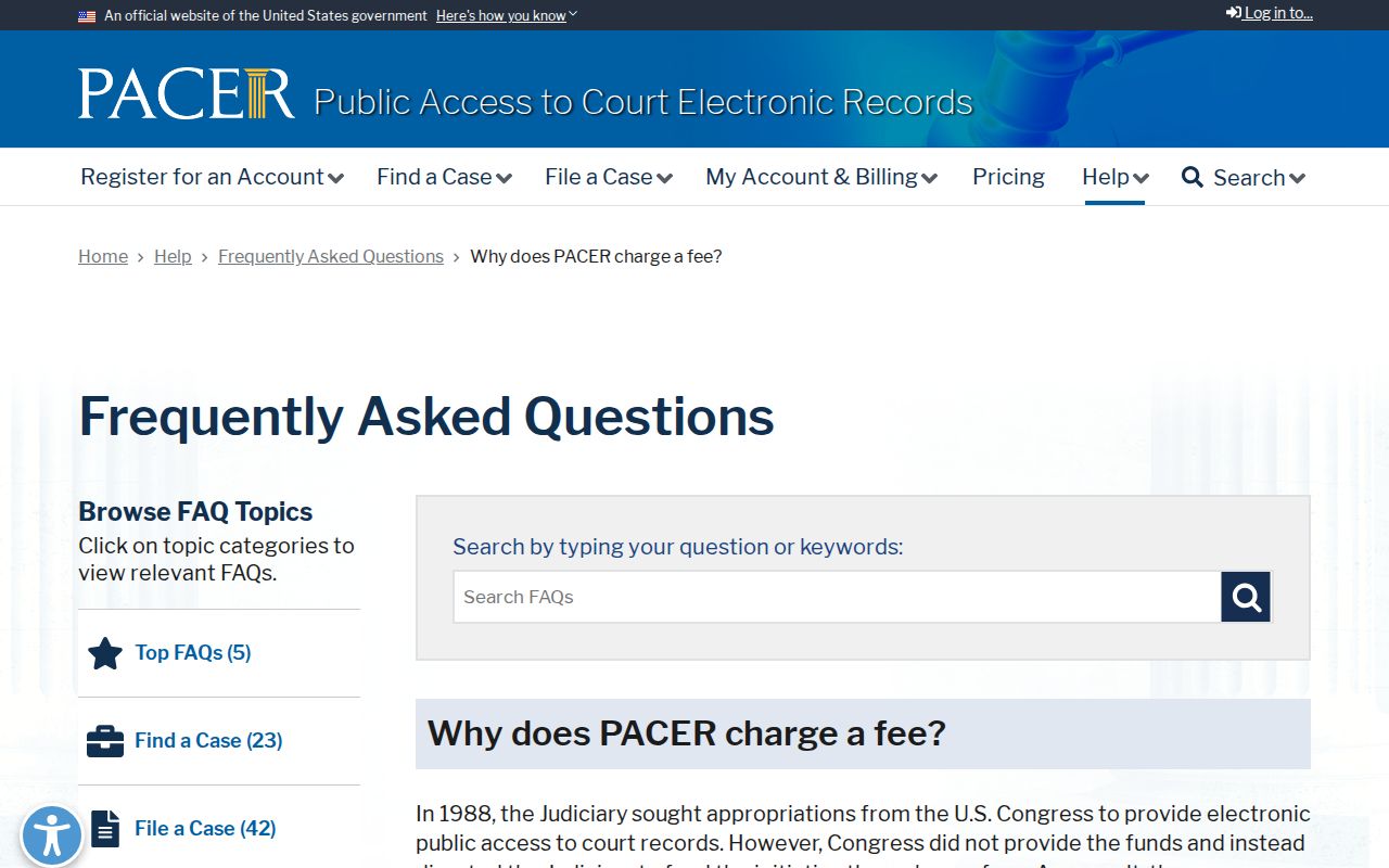 Federal PACER case-access fee guidance for separating federal matters from Dorchester County warrants